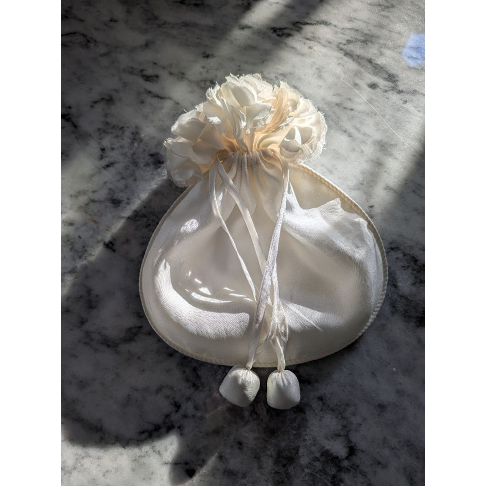 White satin texture small satchel Bridal Jewelry Sack / confetti sack